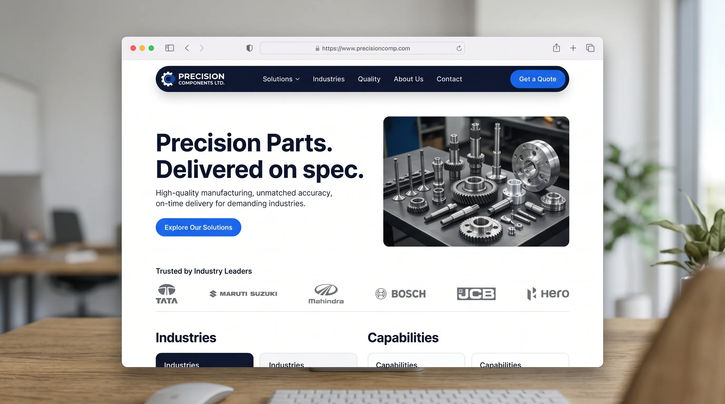 Website design mockup